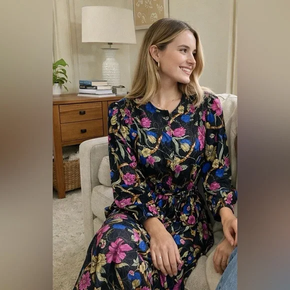 🌸 Vintage Floral Midi Dress – ORITE – Size 15/16 (Fits M–L) 🌸 - Picture 3 of 9